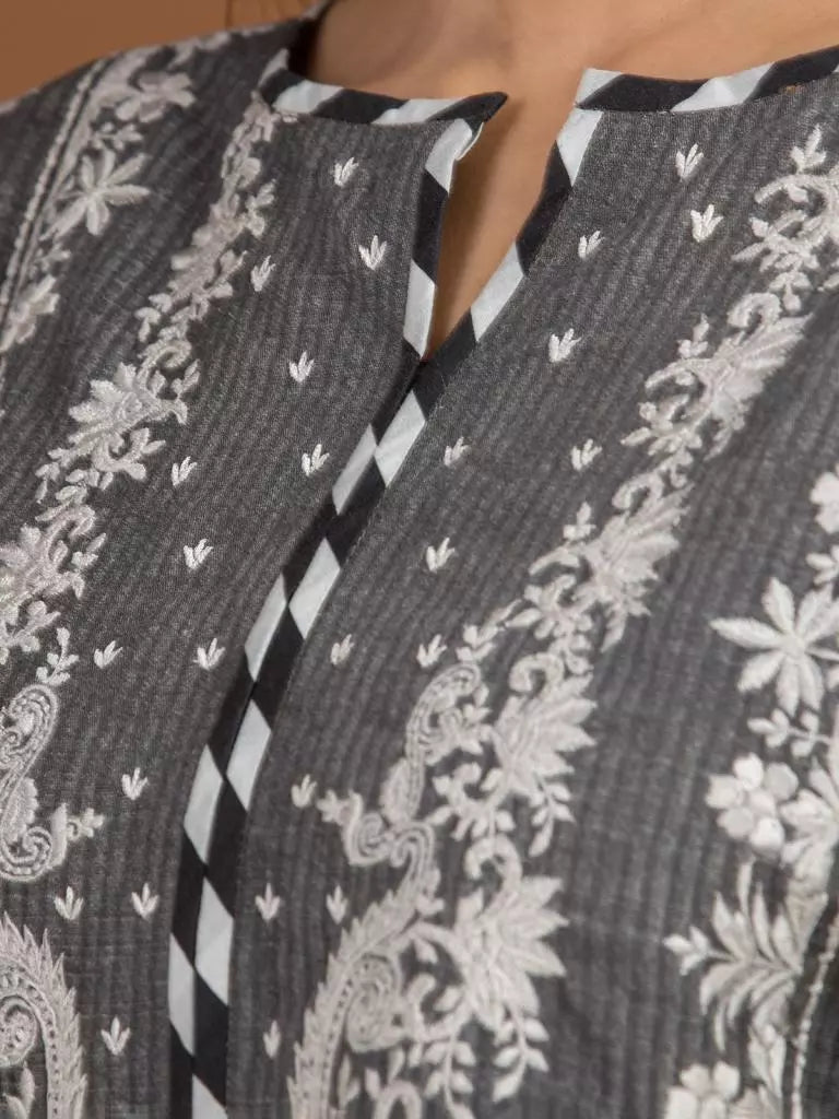 edenrobe Allure Embroidered Khaddar Unstitched 3Pc Suit EWU22V11-25021