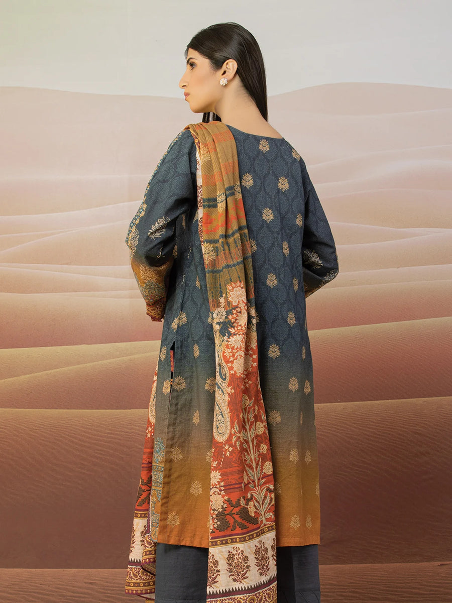 edenrobe Premium Embroidered Unstitched Khaddar 3Pc EWU22V11-25023