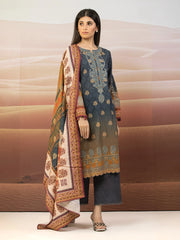 edenrobe Premium Embroidered Unstitched Khaddar 3Pc EWU22V11-25023