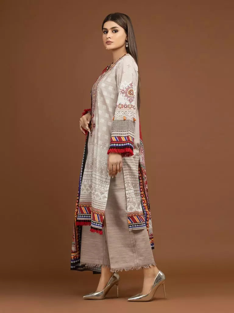 edenrobe Premium Embroidered Unstitched Khaddar 3Pc EWU22V11-25026
