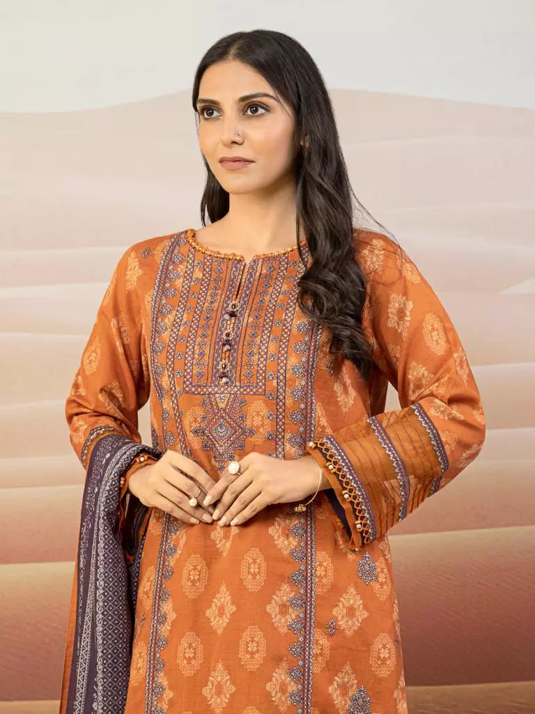 edenrobe Allure Embroidered Khaddar Unstitched 3Pc Suit EWU22V11-25029