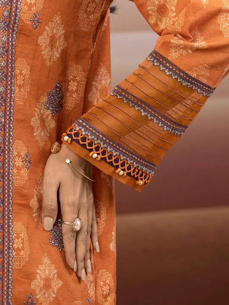 edenrobe Allure Embroidered Khaddar Unstitched 3Pc Suit EWU22V11-25029