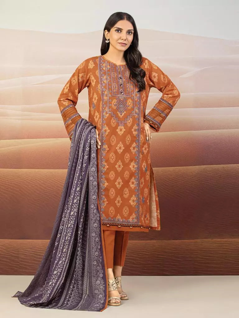 edenrobe Allure Embroidered Khaddar Unstitched 3Pc Suit EWU22V11-25029