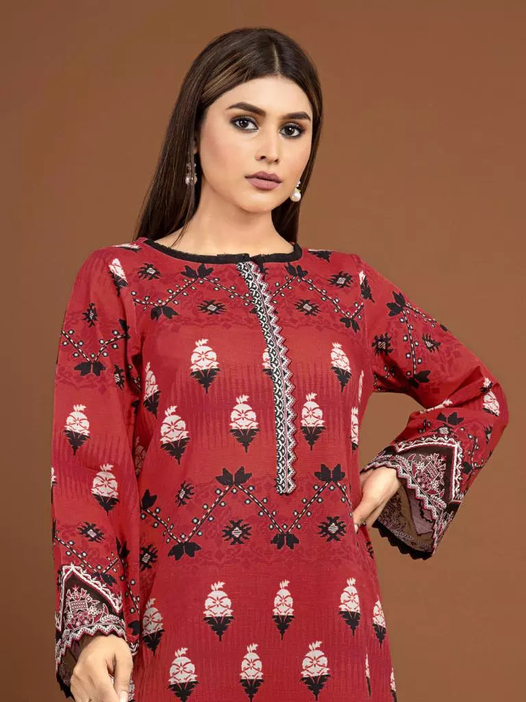 edenrobe Allure Embroidered Khaddar Unstitched 2Pc Suit EWU22V11-25032