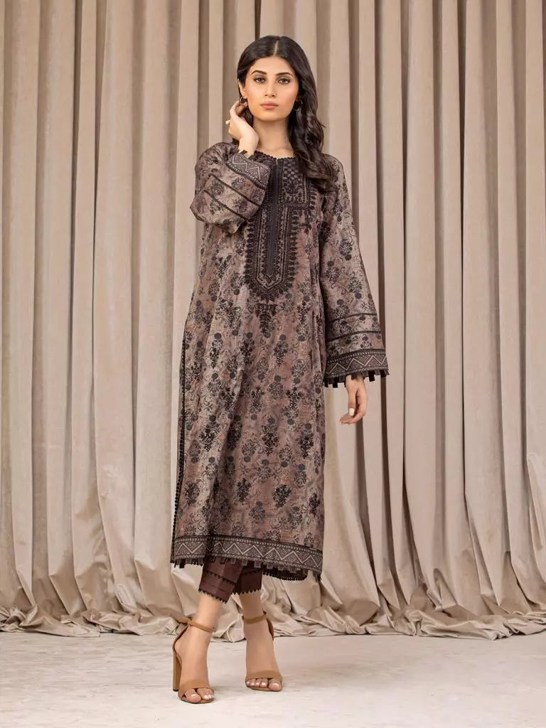 edenrobe Premium Embroidered Unstitched Khaddar 2Pc EWU22V11-25033
