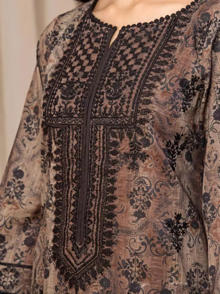edenrobe Premium Embroidered Unstitched Khaddar 2Pc EWU22V11-25033