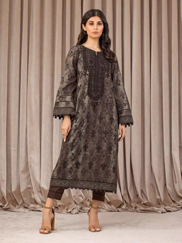 edenrobe Premium Embroidered Unstitched Khaddar 2Pc EWU22V11-25033