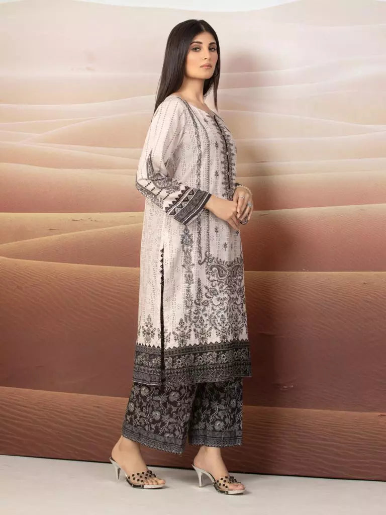 edenrobe Premium Embroidered Unstitched Khaddar 2Pc EWU22V11-25034