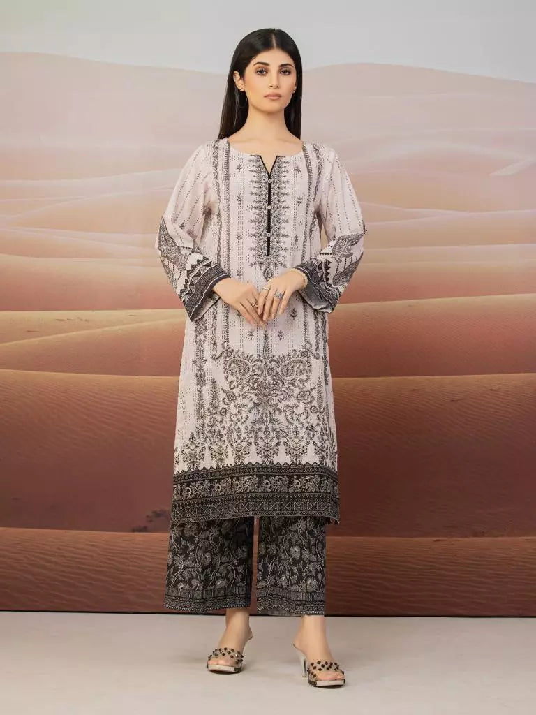 edenrobe Premium Embroidered Unstitched Khaddar 2Pc EWU22V11-25034
