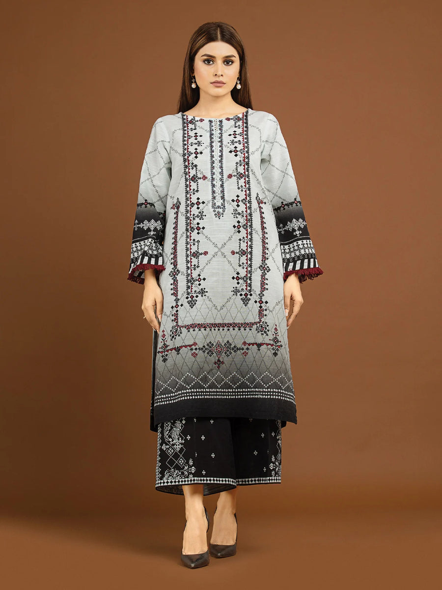 edenrobe Premium Embroidered Unstitched Khaddar 2Pc EWU22V11-25035
