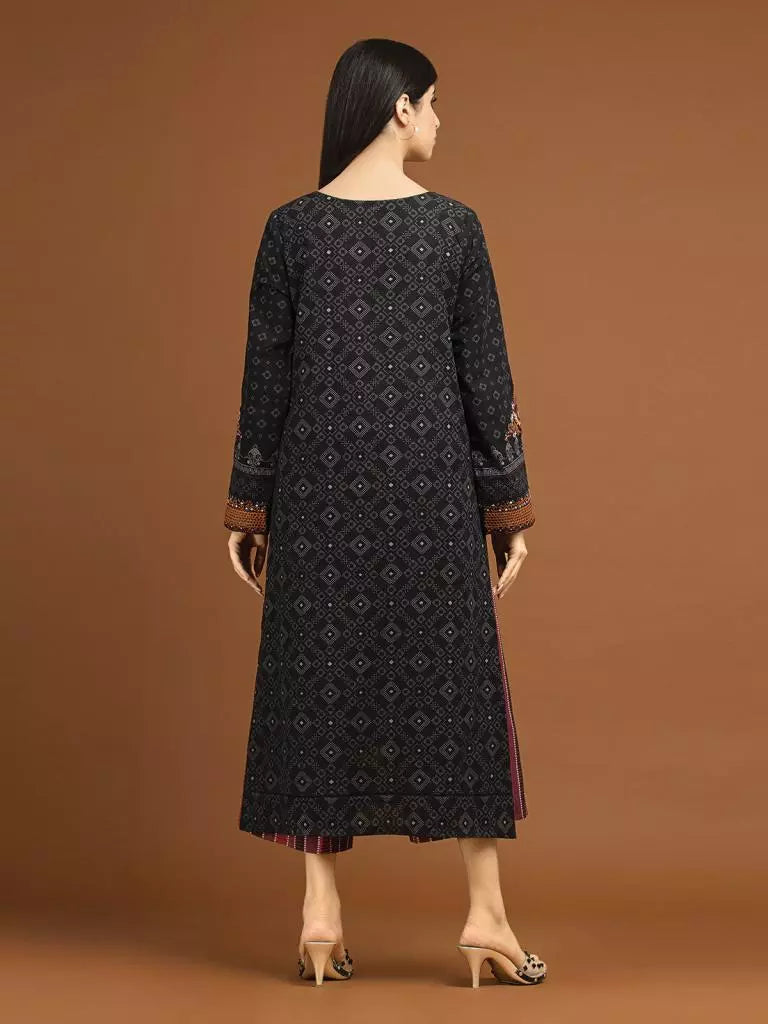 edenrobe Premium Embroidered Unstitched Khaddar 2Pc EWU22V11-25036
