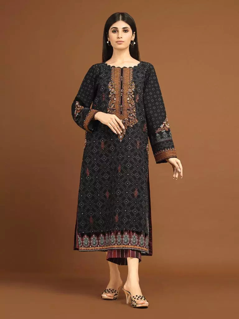 edenrobe Premium Embroidered Unstitched Khaddar 2Pc EWU22V11-25036