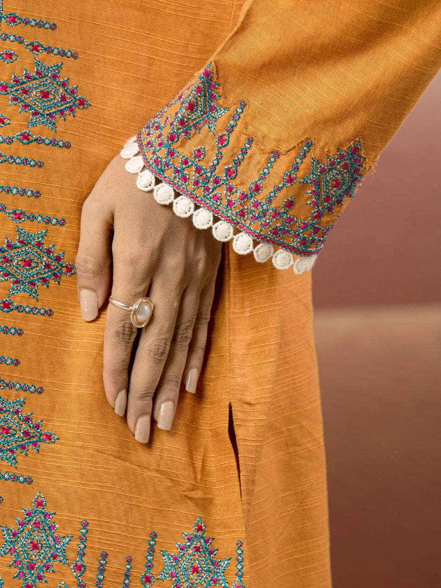 edenrobe Premium Embroidered Unstitched Khaddar 3Pc EWU22V12-25005