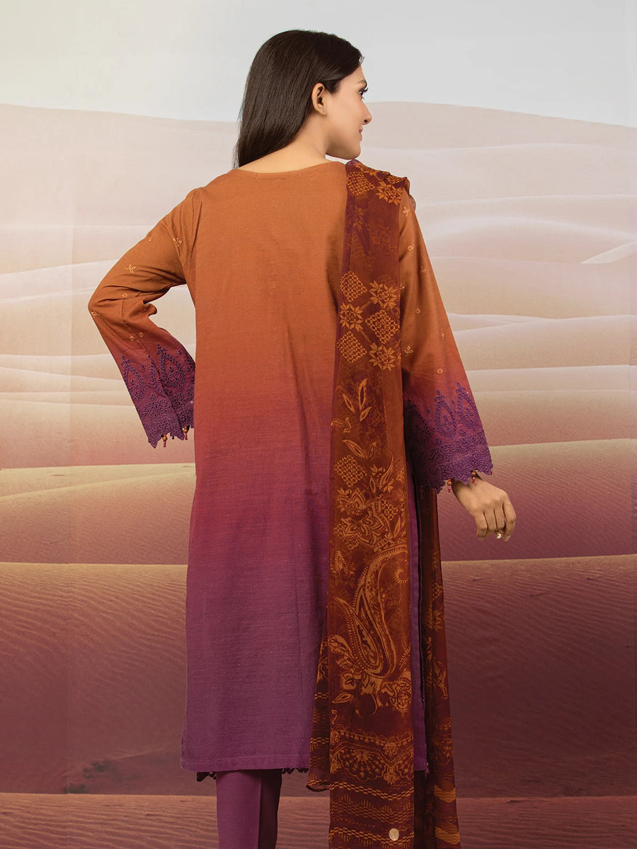 edenrobe Premium Embroidered Unstitched Khaddar 3Pc EWU22V12-25012