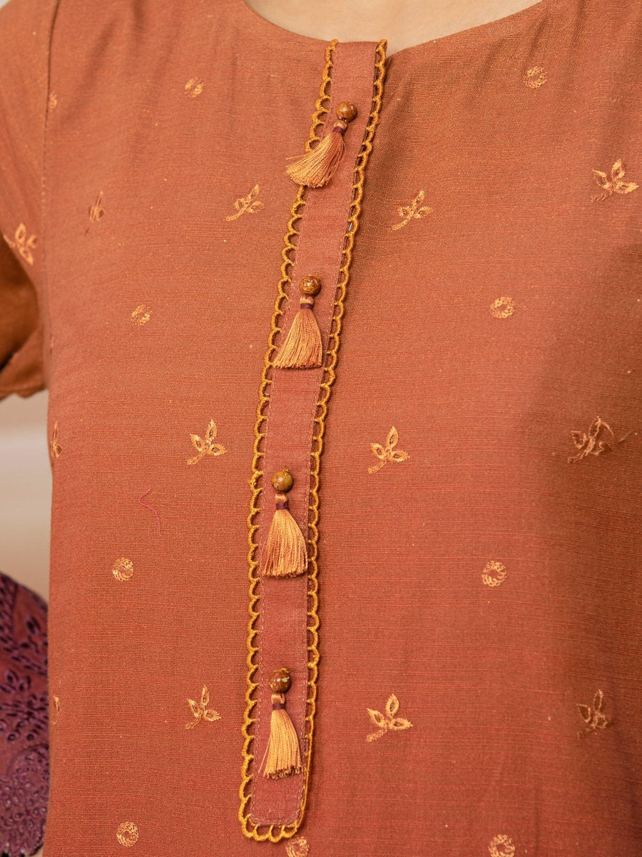 edenrobe Premium Embroidered Unstitched Khaddar 3Pc EWU22V12-25012