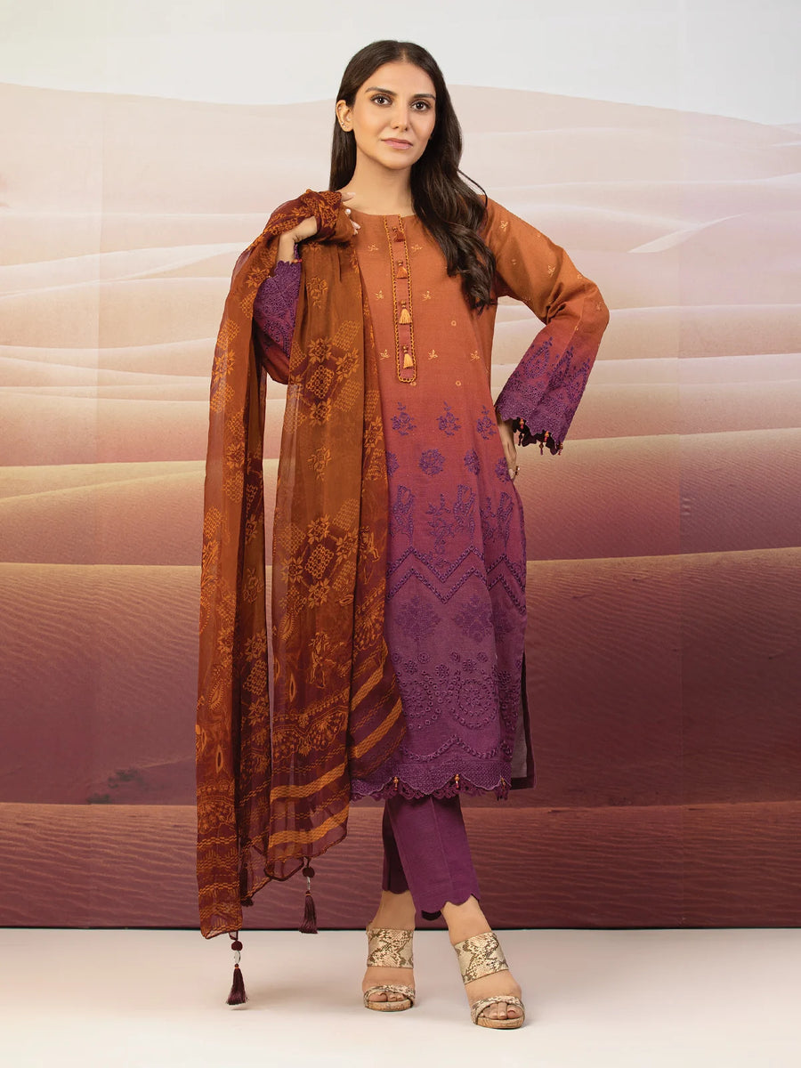edenrobe Premium Embroidered Unstitched Khaddar 3Pc EWU22V12-25012