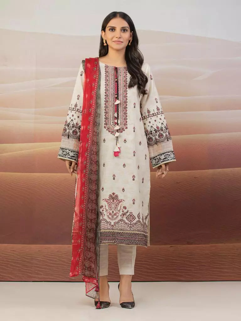 edenrobe Premium Embroidered Unstitched Khaddar 3Pc EWU22V12-25013