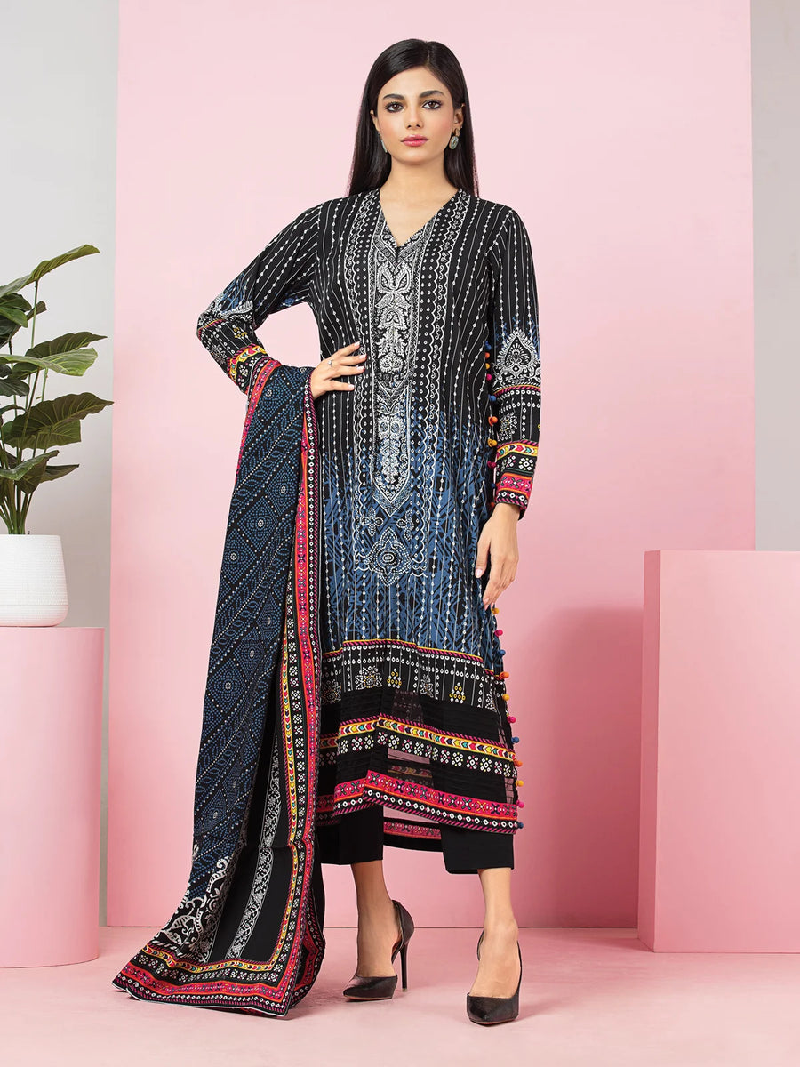 edenrobe Allure Viscose Unstitched Printed 3Pc Suit EWU22V13-24017