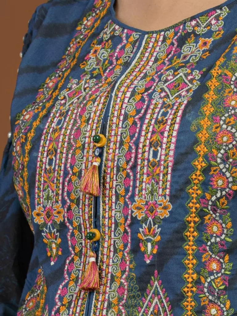 edenrobe Premium Embroidered Unstitched Viscose 3Pc EWU22V13-24032