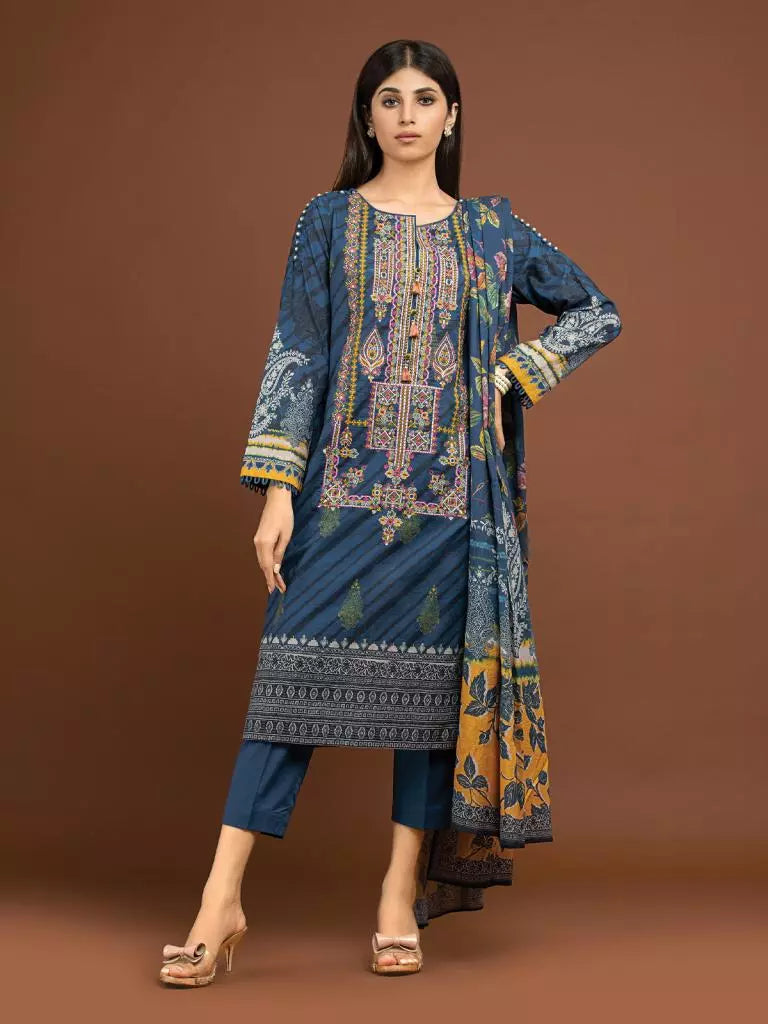 edenrobe Premium Embroidered Unstitched Viscose 3Pc EWU22V13-24032