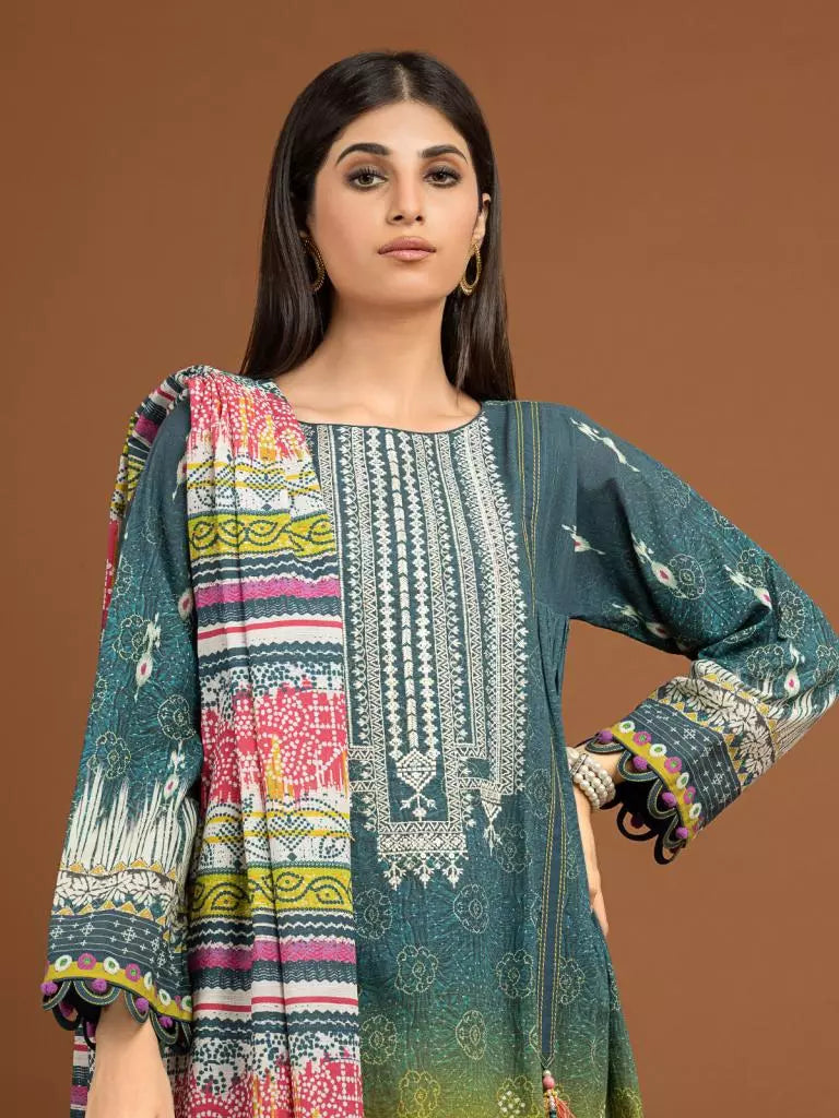 edenrobe Premium Embroidered Unstitched Viscose 3Pc EWU22V13-24033