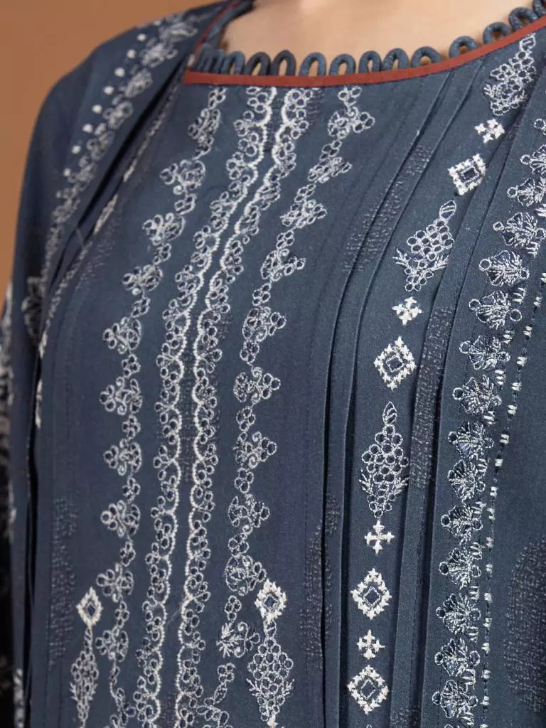 edenrobe Allure Embroidered Viscose Unstitched 3Pc Suit EWU22V13-24040