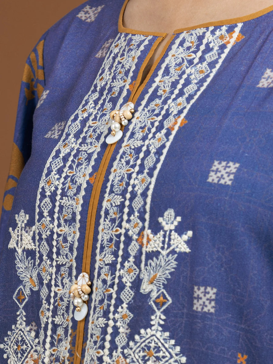 edenrobe Premium Embroidered Unstitched Viscose 3Pc EWU22V13-24042