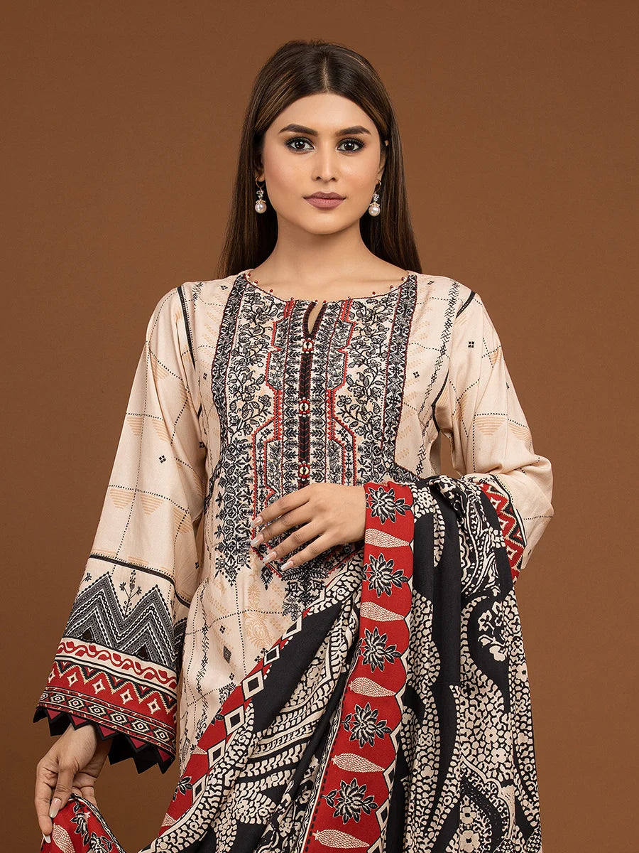 edenrobe Premium Embroidered Unstitched Viscose 3Pc EWU22V13-24045
