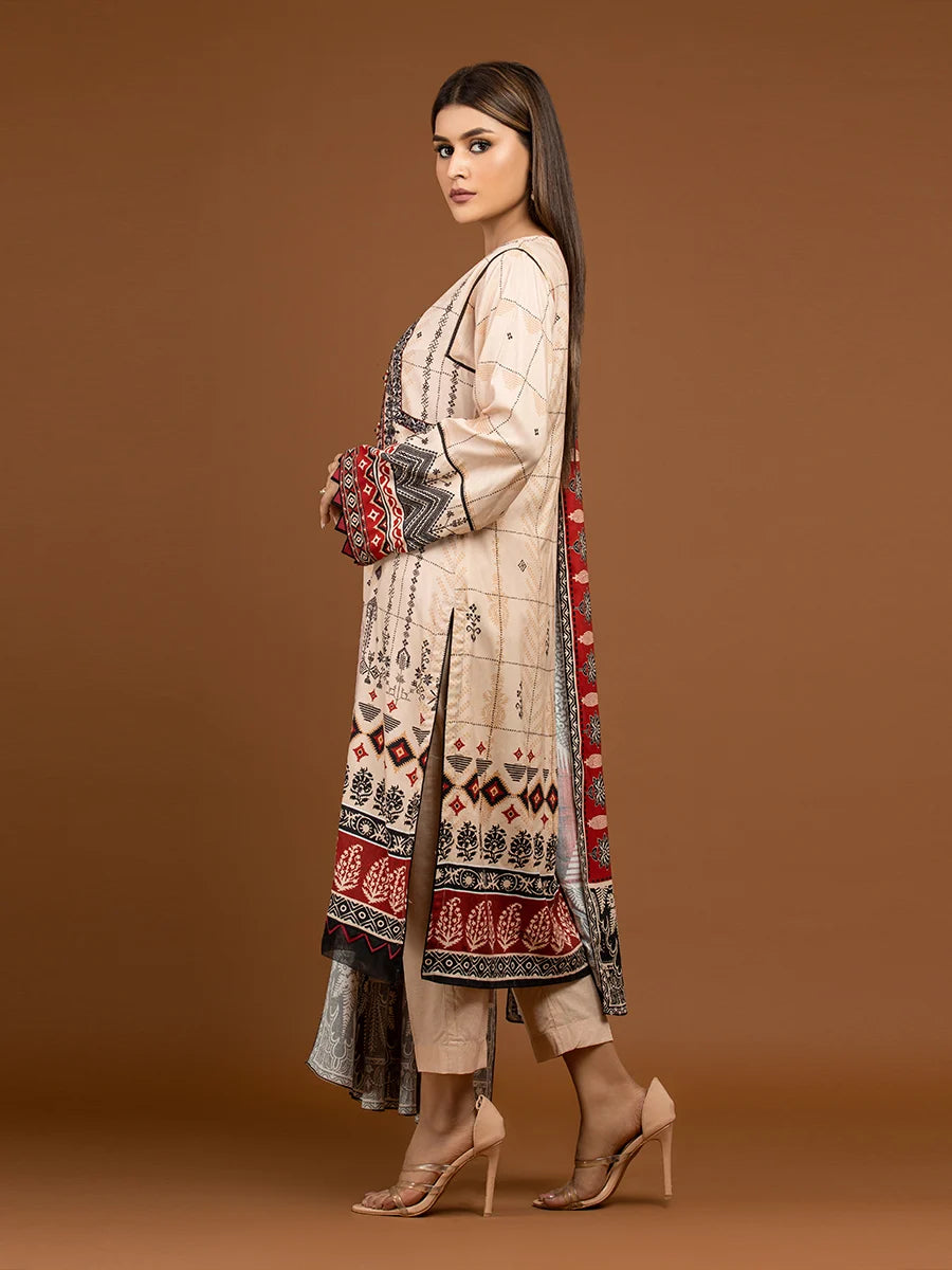 edenrobe Premium Embroidered Unstitched Viscose 3Pc EWU22V13-24045