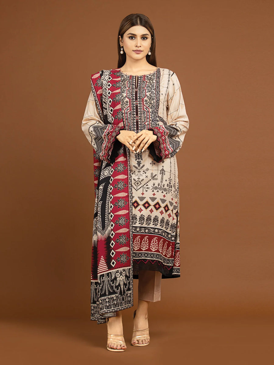 edenrobe Premium Embroidered Unstitched Viscose 3Pc EWU22V13-24045