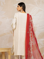 edenrobe Khayal Jacquard EWU22V3-23662 - Off White - 3 Piece