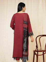 edenrobe Khayal Jacquard EWU22V3-23728 - Maroon - 3 Piece