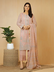 edenrobe Festive Unstitched Chiffon EWU22V5-23693 - Light Peach - 3 Piece