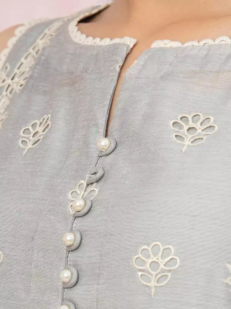 edenrobe Premium Festive Unstitched Chanderi 3Piece Suit EWU22V6-25100