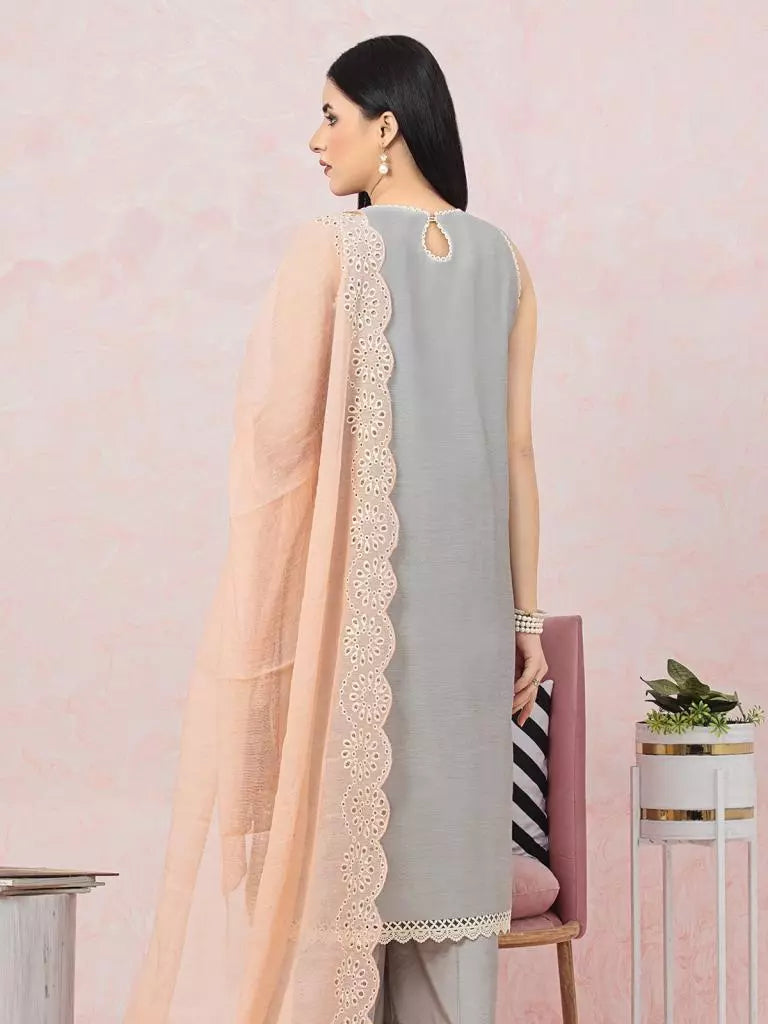 edenrobe Premium Festive Unstitched Chanderi 3Piece Suit EWU22V6-25100
