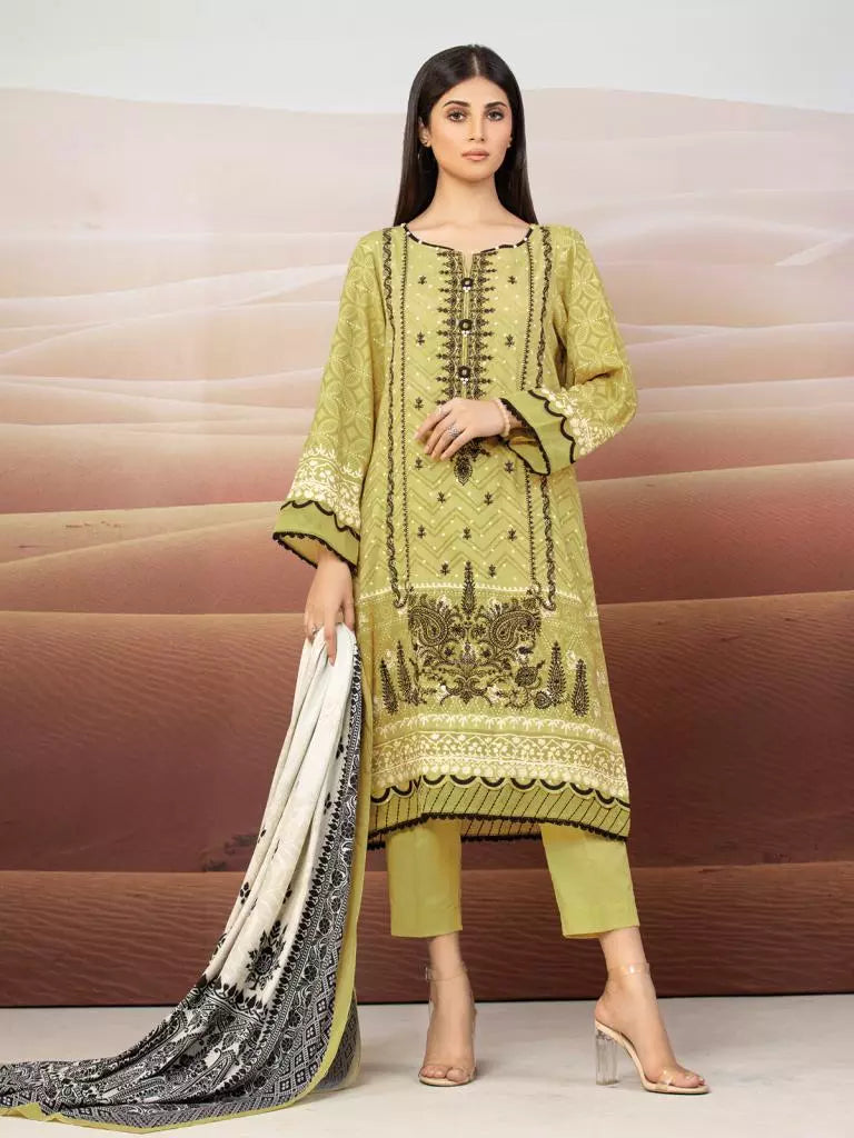 edenrobe Allure Embroidered Cotail Unstitched 3Pc Suit EWU22V8-25000