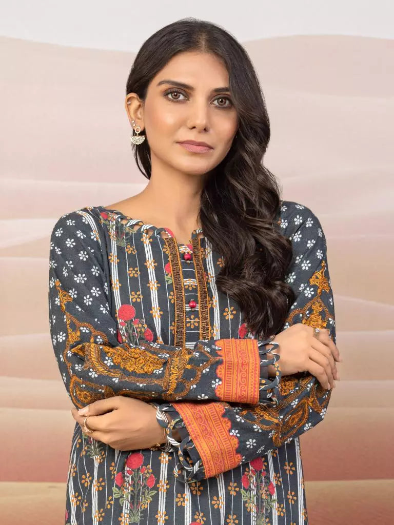 edenrobe Premium Embroidered Unstitched Cotton Satin 1Pc EWU22V9-25043