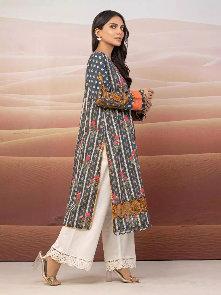 edenrobe Premium Embroidered Unstitched Cotton Satin 1Pc EWU22V9-25043