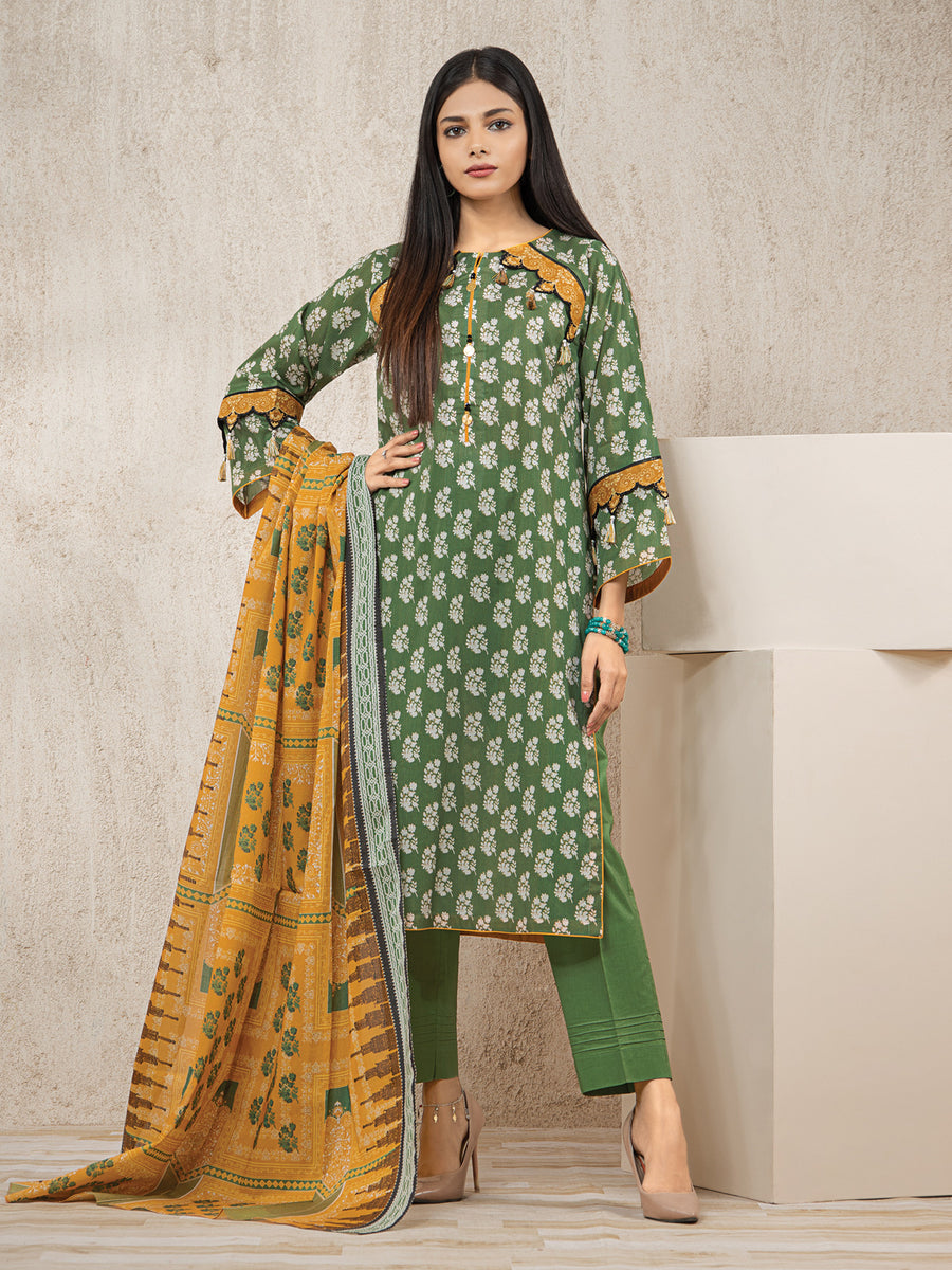edenrobe Allure Lawn Unstitched Printed 3Pc Suit EWU23A1-26000