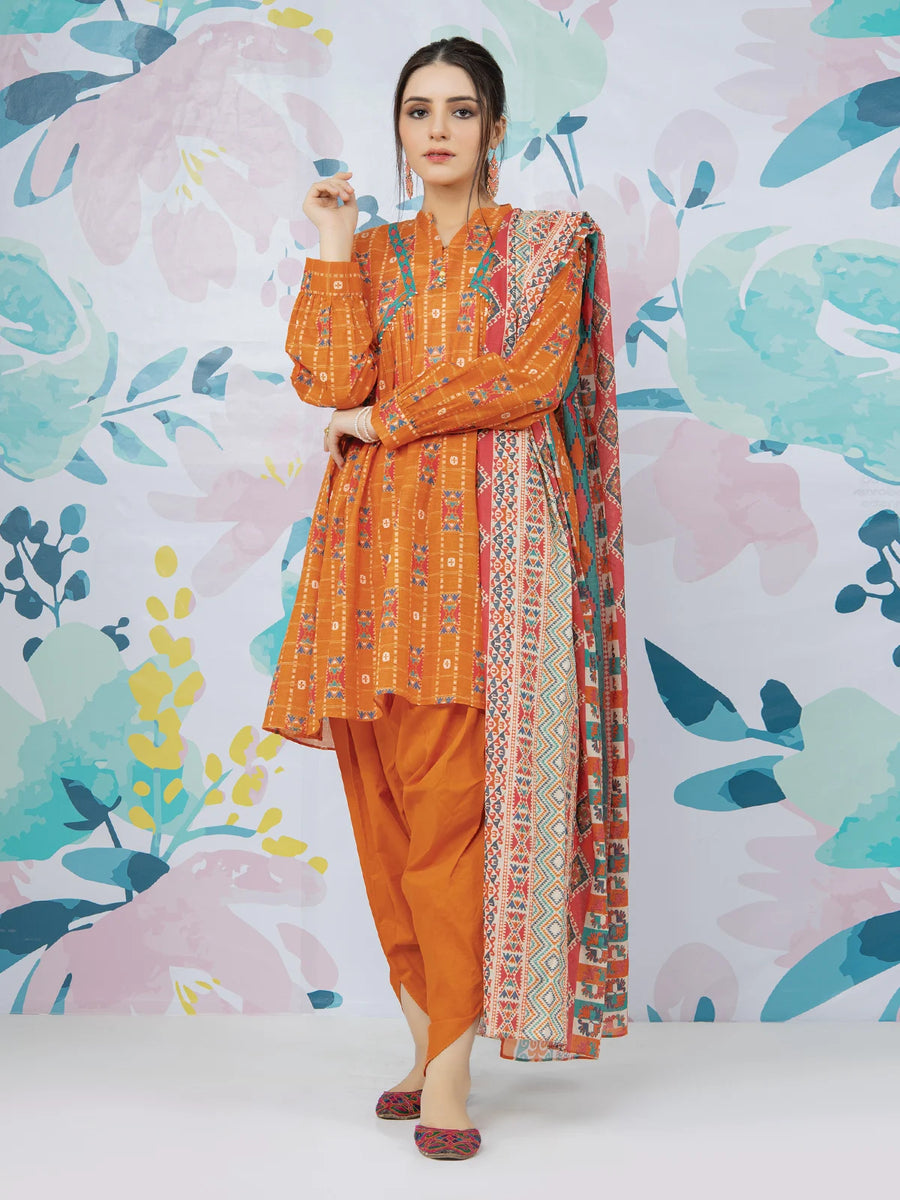 edenrobe Allure Lawn Unstitched Printed 3Pc Suit EWU23A1-26001