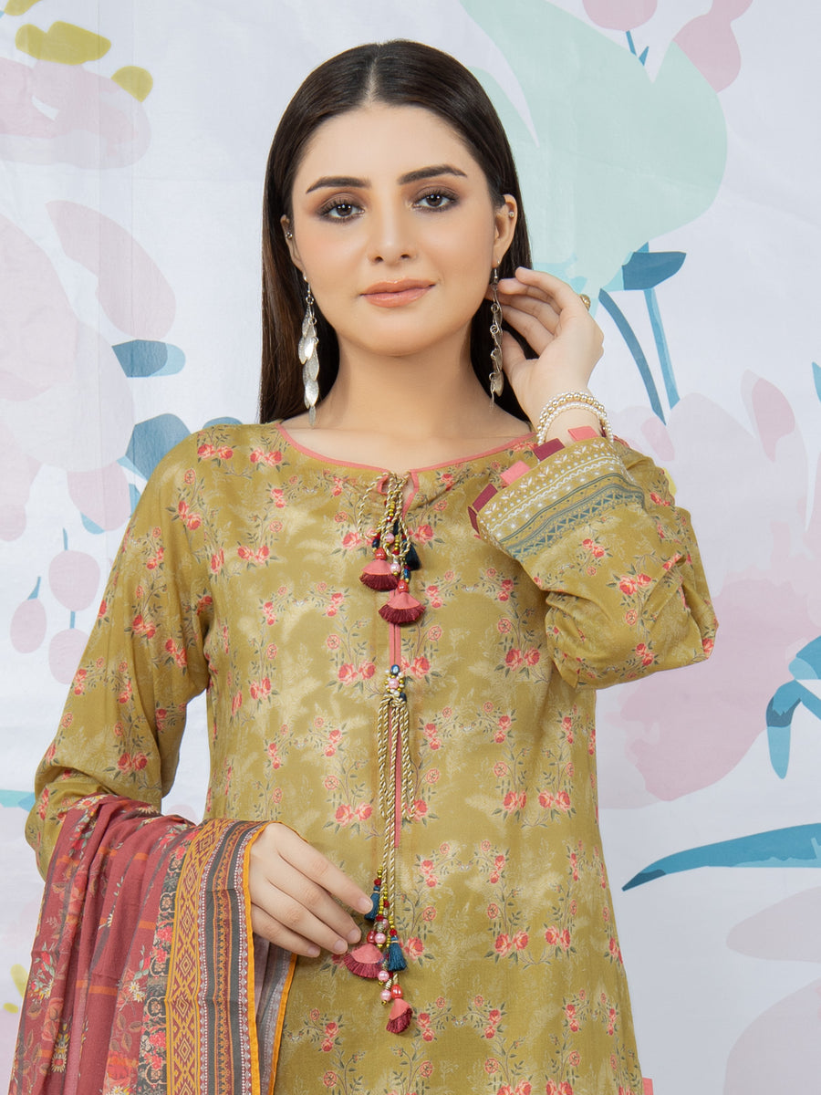 edenrobe Allure Lawn Unstitched Printed 3Pc Suit EWU23A1-26007