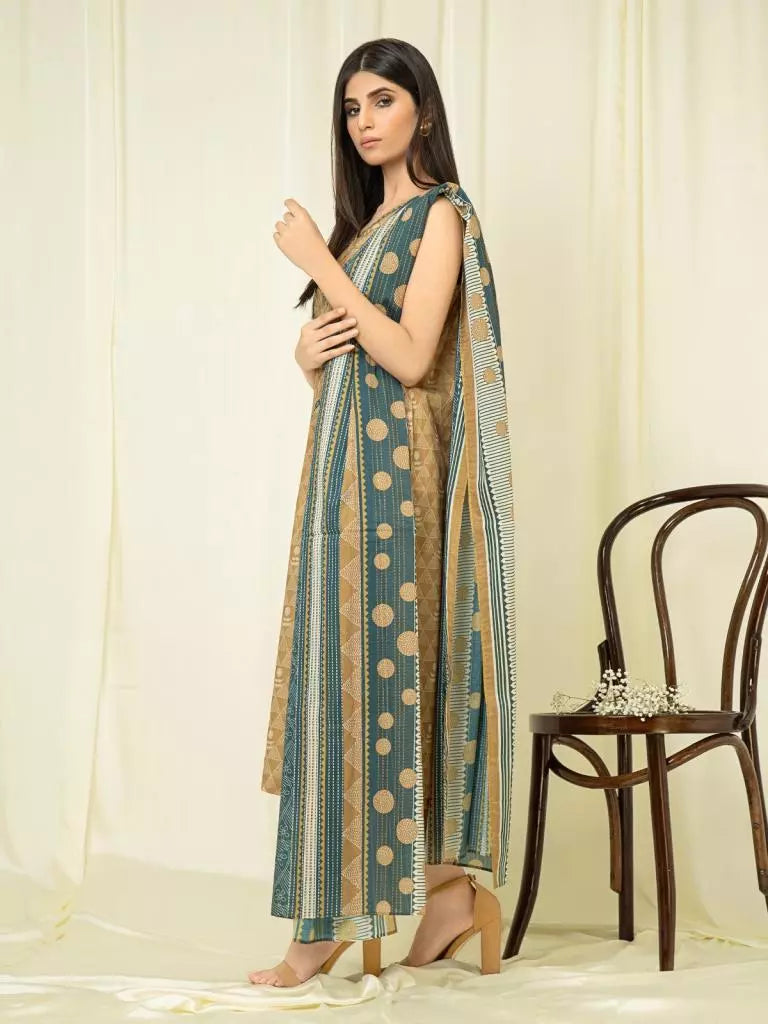 edenrobe Allure Lawn Unstitched Printed 3Pc Suit EWU23A1-26008