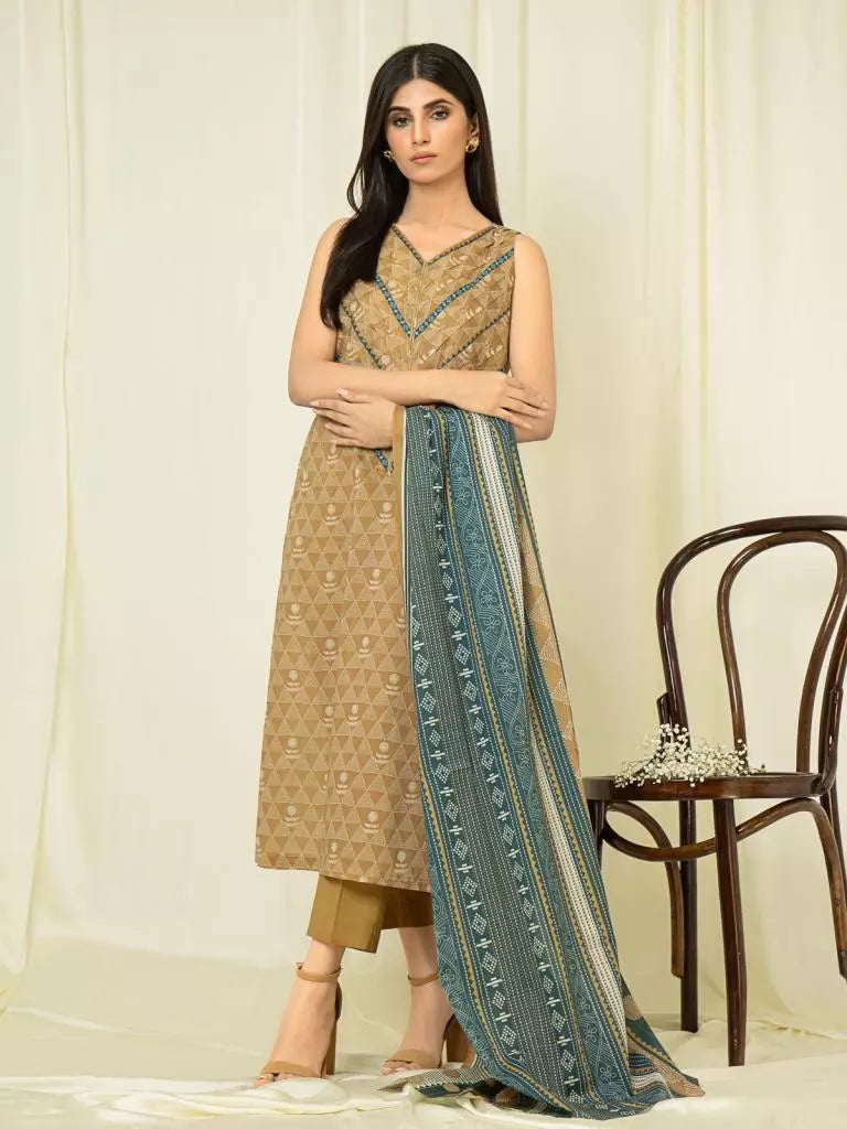 edenrobe Allure Lawn Unstitched Printed 3Pc Suit EWU23A1-26008