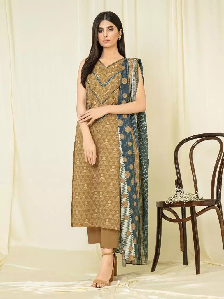 edenrobe Allure Lawn Unstitched Printed 3Pc Suit EWU23A1-26008