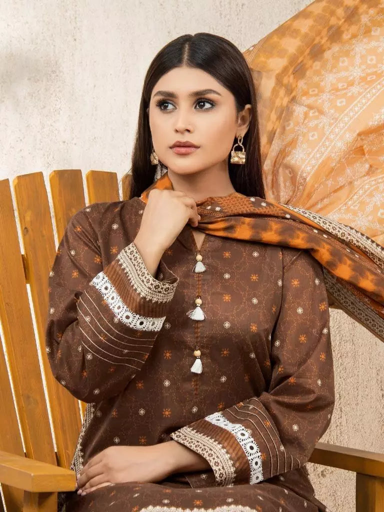 edenrobe Allure Lawn Unstitched Printed 3Pc Suit EWU23A1-26009