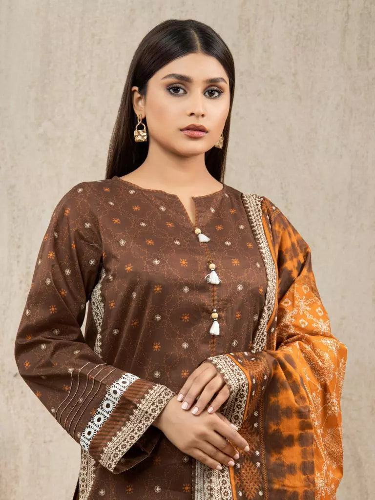 edenrobe Allure Lawn Unstitched Printed 3Pc Suit EWU23A1-26009