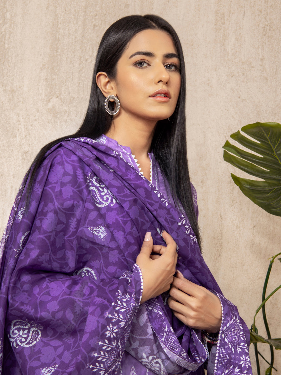 edenrobe Allure Lawn Unstitched Printed 3Pc Suit EWU23A1-26015