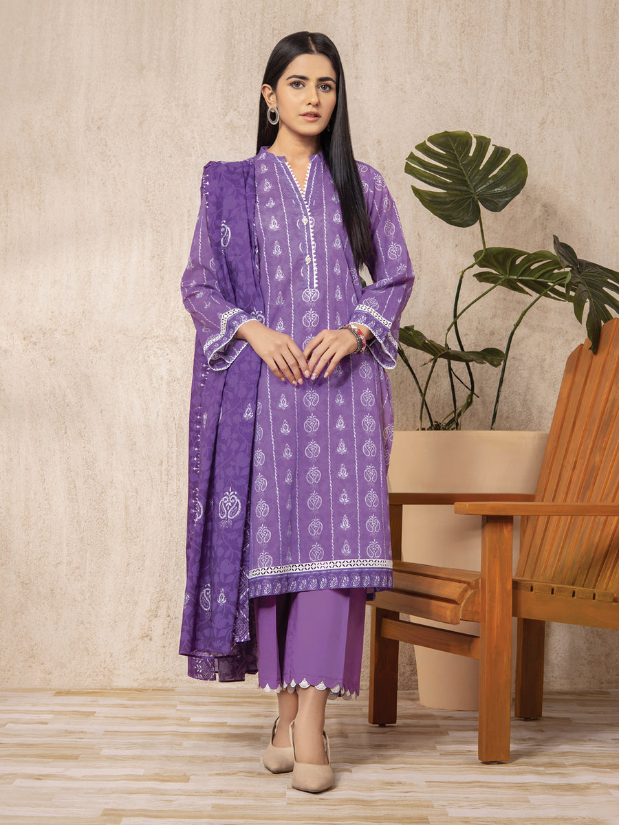 edenrobe Allure Lawn Unstitched Printed 3Pc Suit EWU23A1-26015