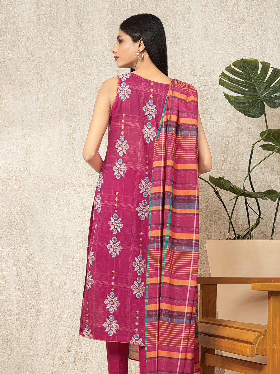 edenrobe Allure Lawn Unstitched Printed 3Pc Suit EWU23A1-26019