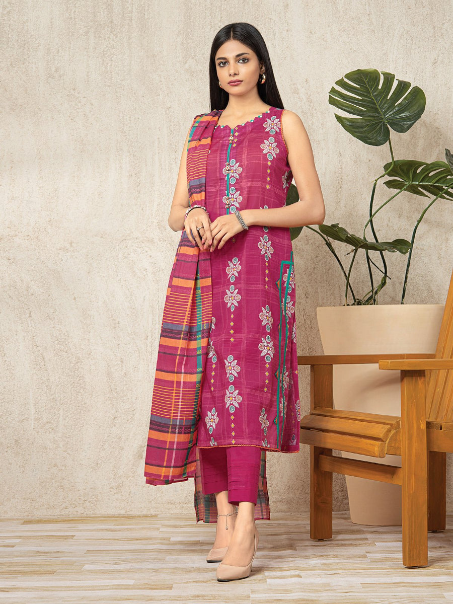edenrobe Allure Lawn Unstitched Printed 3Pc Suit EWU23A1-26019